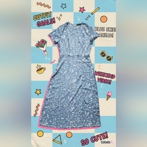 Blue and White Midi Dress